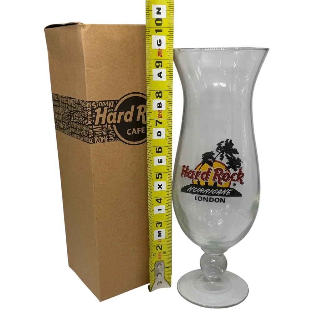 Hard Rock Cafe London Hurricane Glass With Box Tropical‎ Palm Tree Logo